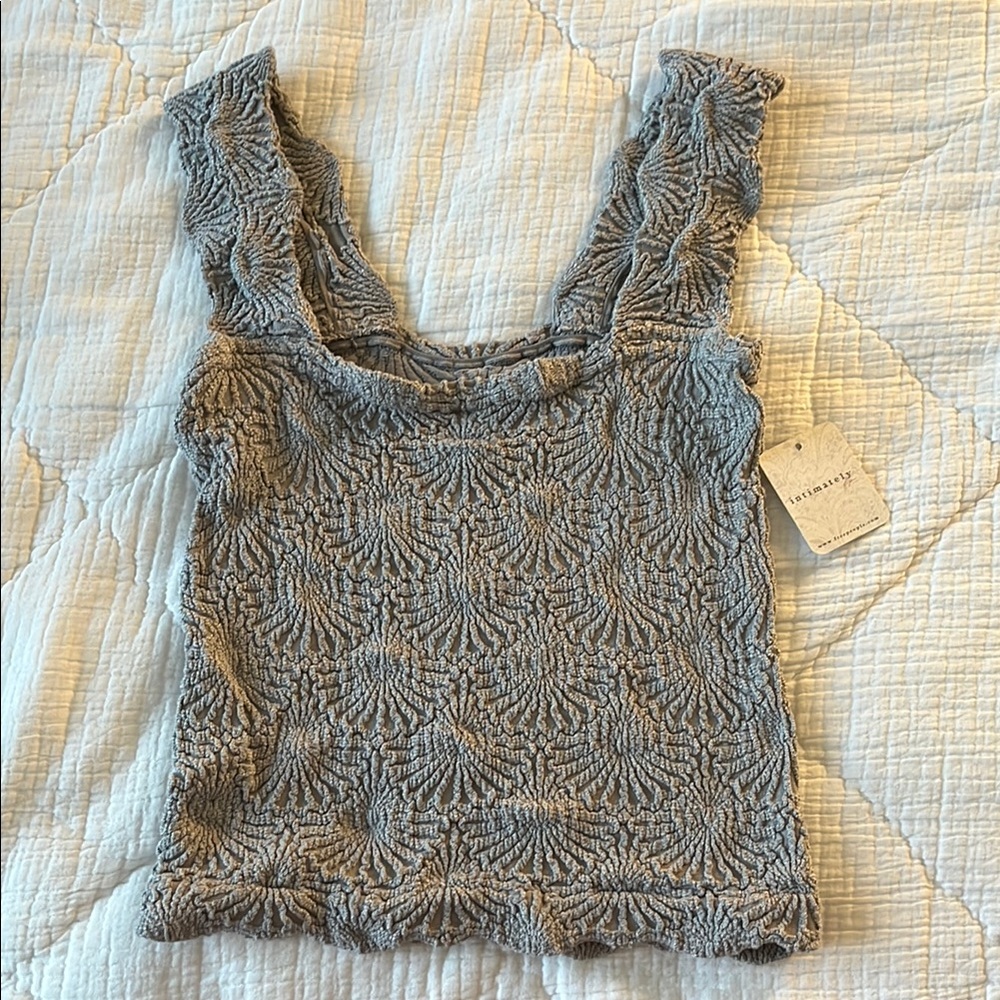 Gray Textured Sleeveless Top